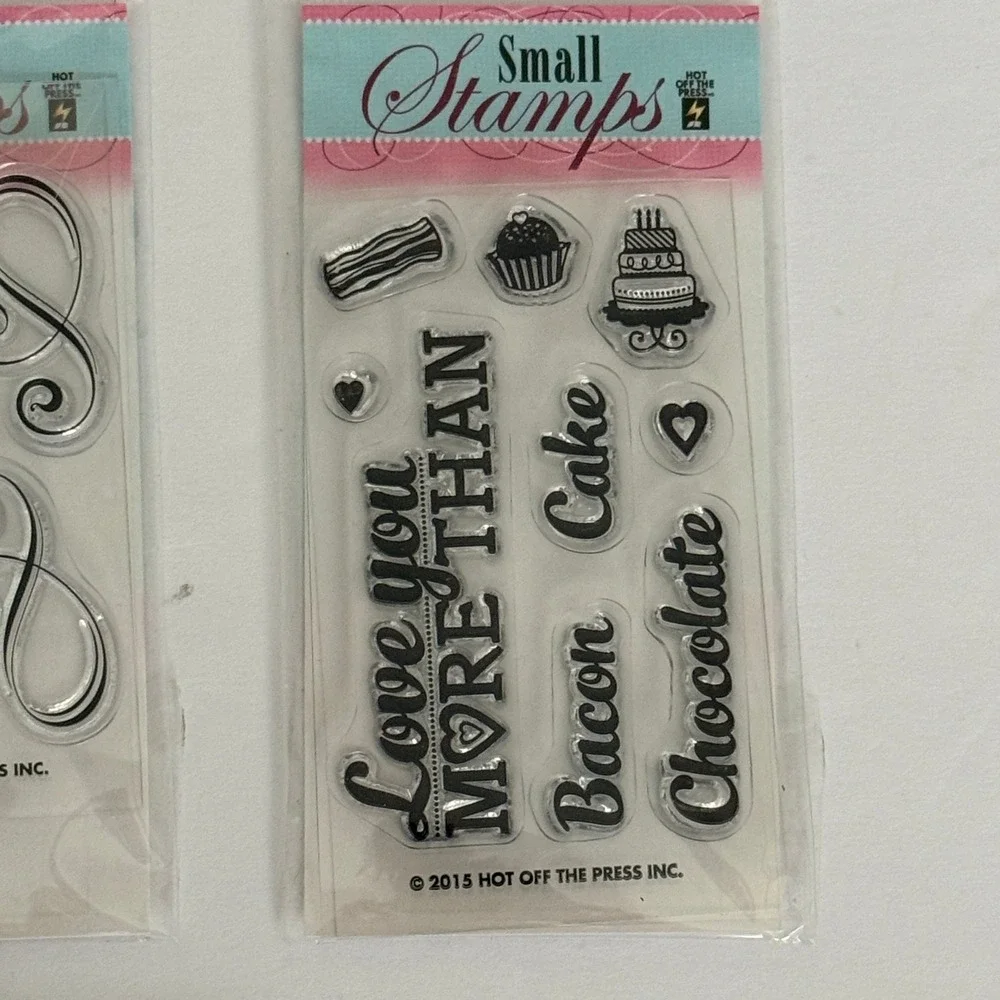 Lot of 7 Hot Off The Press Small Stamps Clear Acrylic Rubber Craft Scrapbook